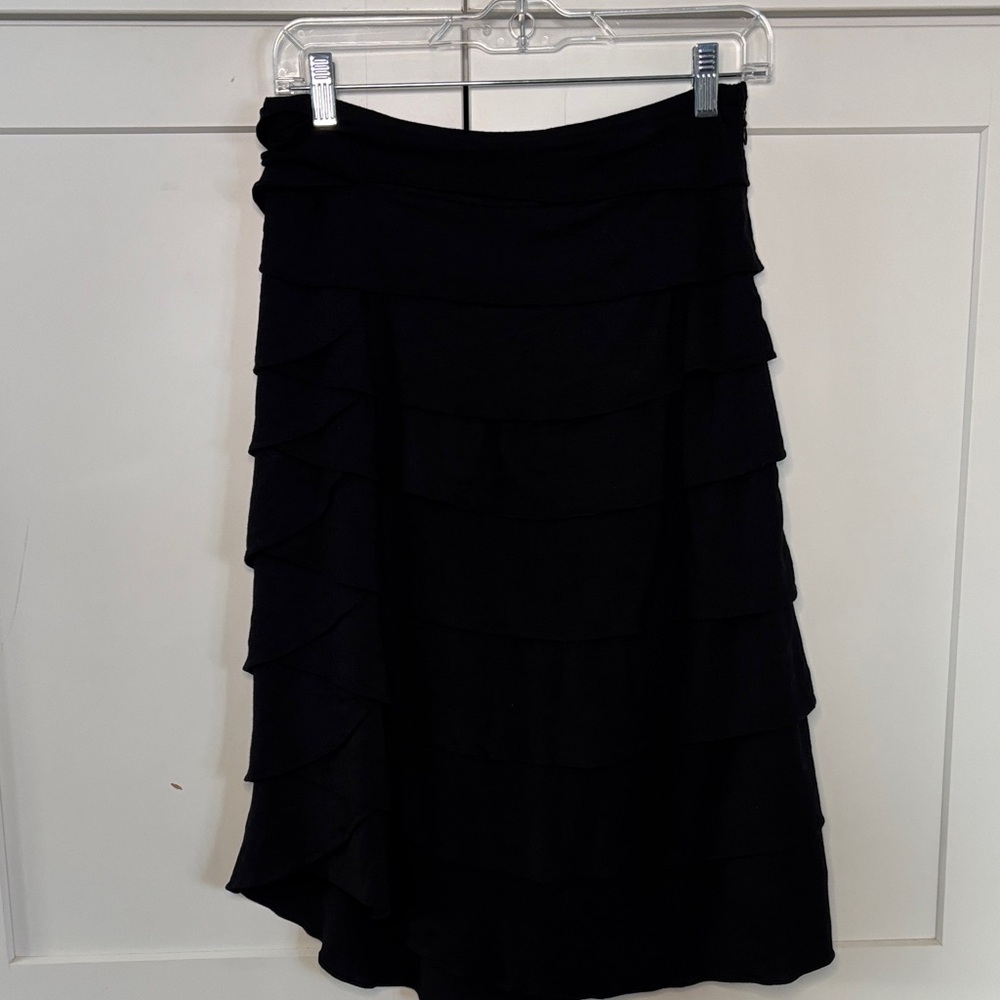 Elegant Black Asymmetrical Tiered Skirt